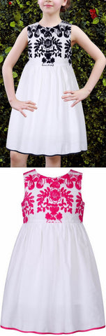 Embroidered Cotton Dress, Black or Red - DESIGNER INSPIRED FASHIONS