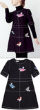 Bird-Embroidered Black Dress - DESIGNER INSPIRED FASHIONS