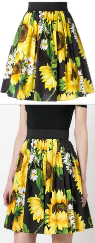 Sunflower Print Skirt