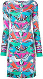 Round-Neck Printed Shift Dress
