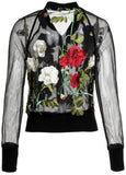 Floral Embroidered Black Sheer Jacket