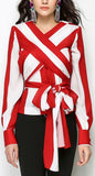 Wrap-Effect Striped Top