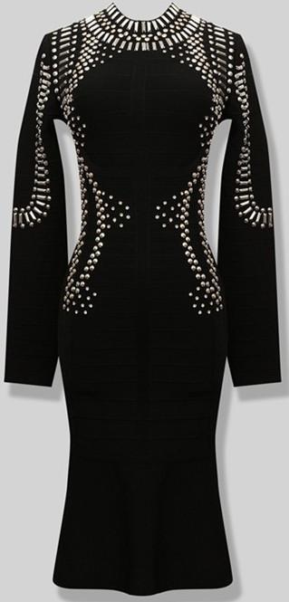 Black Embellished Stretch Dress - DESIGNER INSPIRED FASHIONS