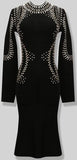 Black Embellished Stretch Dress - DESIGNER INSPIRED FASHIONS