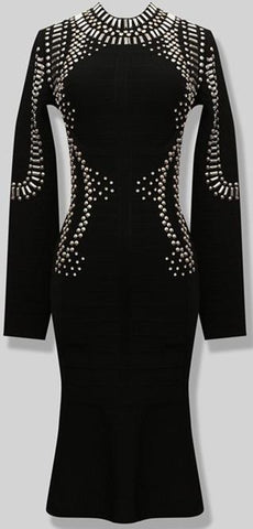 Black Embellished Stretch Dress - DESIGNER INSPIRED FASHIONS