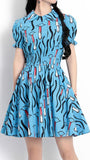 Smocked Printed Mini Dress