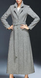 Full-Length Tie-Waist Coat in Grey - DESIGNER INSPIRED FASHIONS