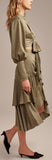 Tie-Wrap Blouse and Ruched Tiered Skirt
