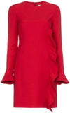 Ruffled Mini Dress, Red