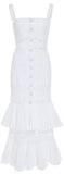 'Lyssa' Tiered Ruffled Cotton-Blend Lace Midi White Dress
