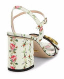 GG Marmont Floral Print Leather Sandals - White or Blue