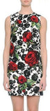 Rose Print Jacquard Shift Dress - DESIGNER INSPIRED FASHIONS