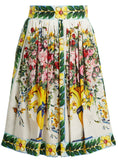 'Majolica' Print Cotton Skirt