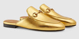 Princetown Metallic Leather Slippers, Gold