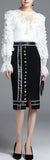 Embroidered Ruffled Lace Blouse & Button-Embellished Printed Skirt - DESIGNER INSPIRED FASHIONS