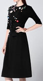 Half-Sleeve Embellished Dress - Black - DESIGNER INSPIRED FASHIONS