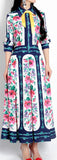 Bow-Tie & Floral Printed Midi Dress