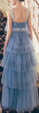 Tiered Embellished Mesh Gown