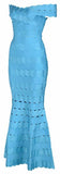Off-the-Shoulder Scalloped Stretch Gown- Red or Light Blue