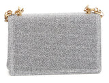 Crossbody Lurex Metallic Shoulder Bag with Chain Strap -Silver or Gold
