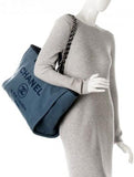 Large Canvas With Sequins Deauville Tote, Navy **Limited Stock** - DESIGNER INSPIRED FASHIONS