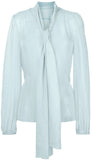 Chiffon Tie-Neck Blouse & Hydrangea Print Skirt Set