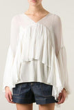 Draped Silk Top-White - DESIGNER INSPIRED FASHIONS