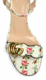 GG Marmont Floral Print Leather Sandals - White or Blue