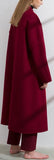 Contrast-Stripe Long Wool Coat