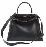 Peekaboo Medium Stitch Threading Satchel Bag - (Black, Cognac, Purple) - DESIGNER INSPIRED FASHIONS