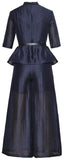 Crepe Peplum Top and Wide Leg Pant Set