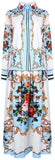 Floral Baroque Printed Blouse and Skirt Set