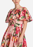 Floral Printed Flounce Top & Matching Skirt Set
