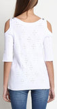 Cold-Shoulder Knit Top, White - DESIGNER INSPIRED FASHIONS