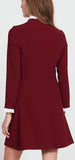 Dress with Wide Neck-Line and Lace Detail - Red or Navy Blue