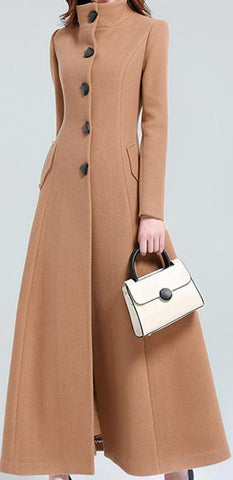 Long Single-Breasted Wool Coat