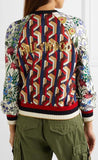 Embellished Tiger & Floral Print Bomber Jacket