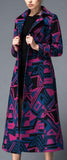 Geometric Print Wool Trench Coat - DESIGNER INSPIRED FASHIONS