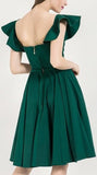 Ruffled Off-the-Shoulder Strapless Dress, Green