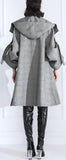 Double-Breasted Plaid Wool Buckled-Sleeve Coat