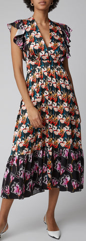 Dragonfly Printed Crepe Midi Dress