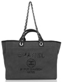 Large Canvas With Sequins Deauville Tote, Charcoal **Limited Stock** - DESIGNER INSPIRED FASHIONS