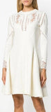 Lace-Paneled Wool Blend Dress