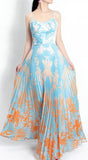 Printed Pleated Sleeveless Maxi Dress
