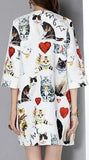 Cat & Heart Print Half-Sleeve Coat