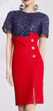 Sequined Color-Contrast Evening Dress