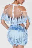 'Abigail' Fringe & Bead Embellished Dress-Light Blue - DESIGNER INSPIRED FASHIONS