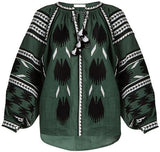 Birds Embroidered Linen Blouse