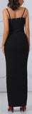 Studded Long Zip-Down Bodycon Bandage Dress, Black or Deep Pink