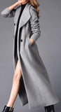Long Double-Breasted Wool Coat in Grey - DESIGNER INSPIRED FASHIONS